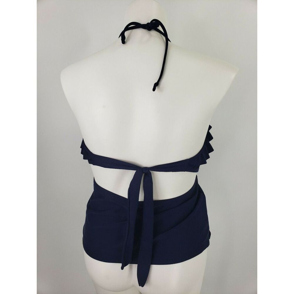 Aerie Womens Ruffle Tankini Swimwear Top Halter Navy Blue Size XXL - Picture 3 of 4